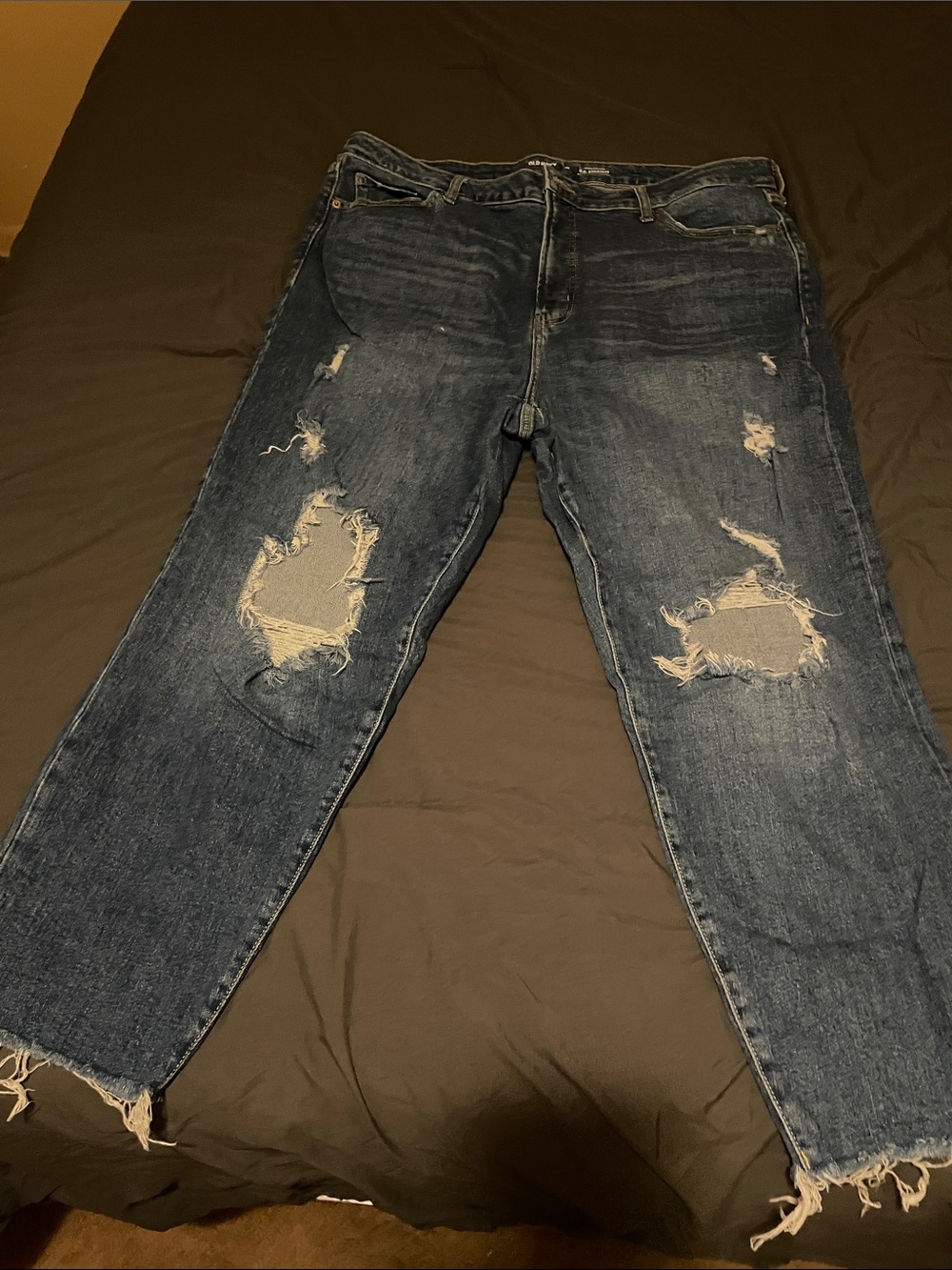 Fashion Nova Distressed Dark Blue Ripped Jeans